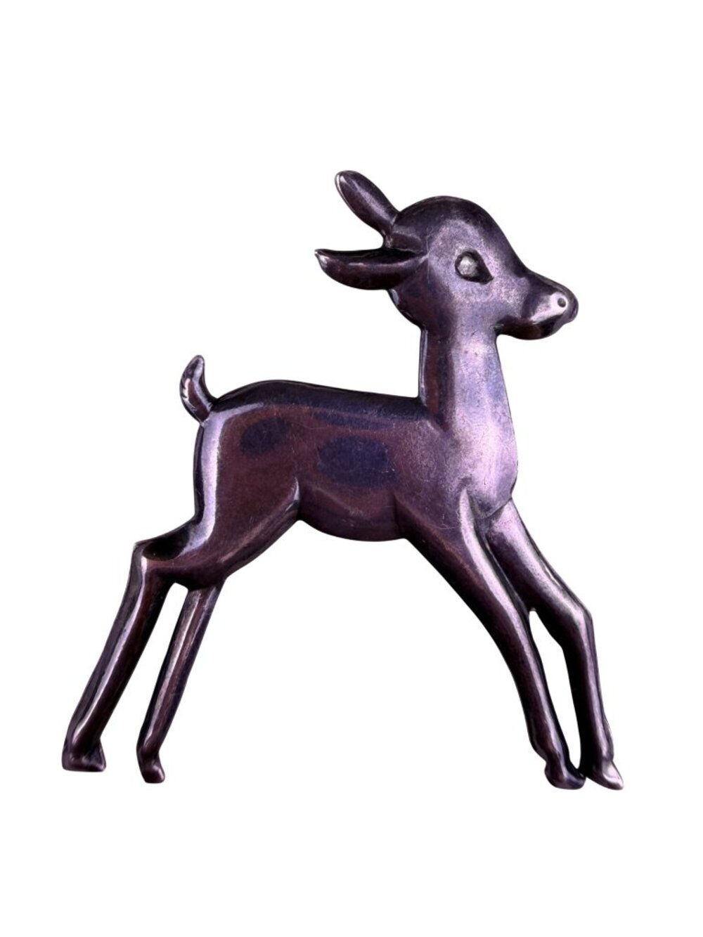 Sterling Women Silver Tone Vintage Deer Brooch Jewelry Animal Fawn Pin
